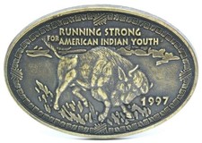 Belt Buckle Running Strong for American Indian Youth Buffalo 1997 Vintage D-7
