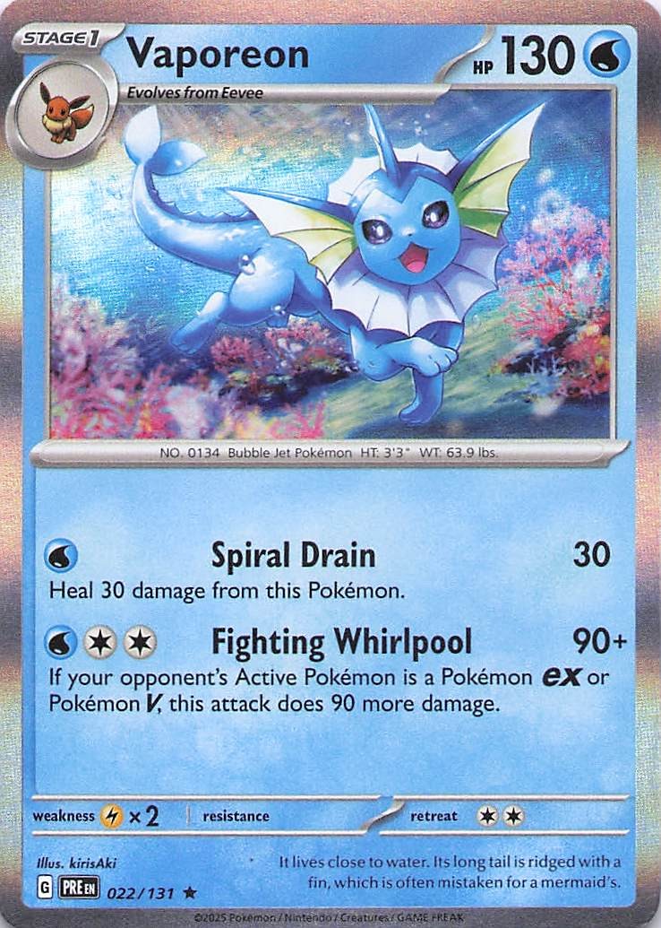 Pokemon Card - Vaporeon - Holo (022/131 - Prismatic Evolutions)