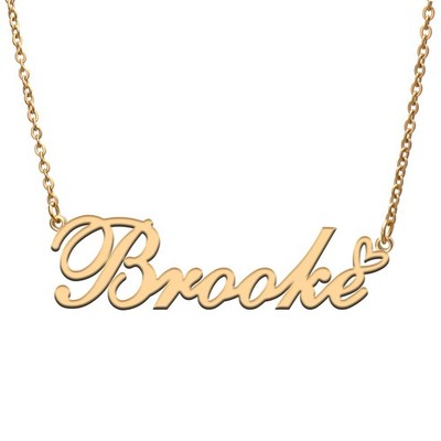 Brooke Custom Personalized Name Necklace Pendant Necklace with Heart Customized