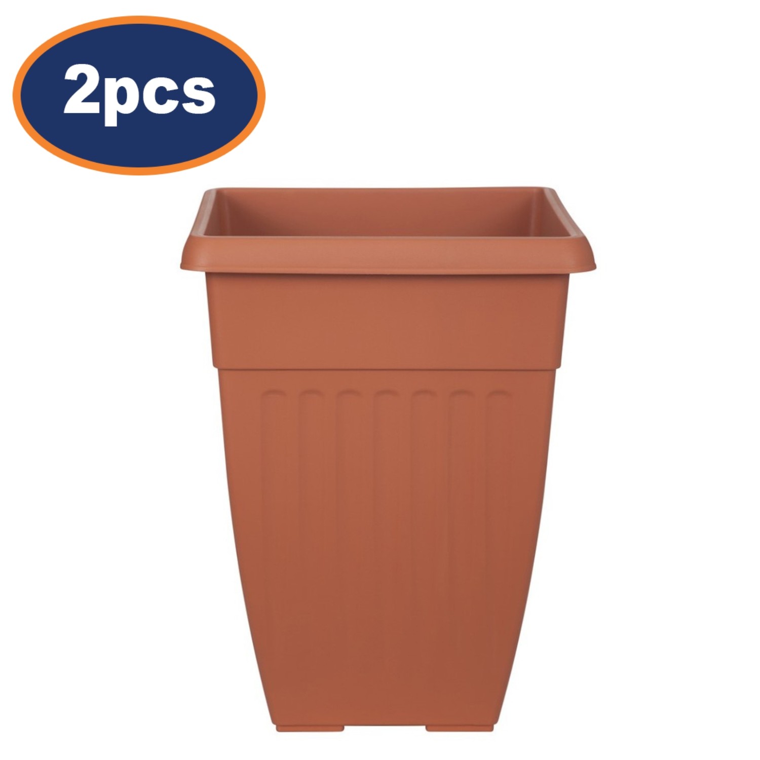 2pcs 42cm Tall Planter Athens Traditional Terracotta Square Pot Garden Plants