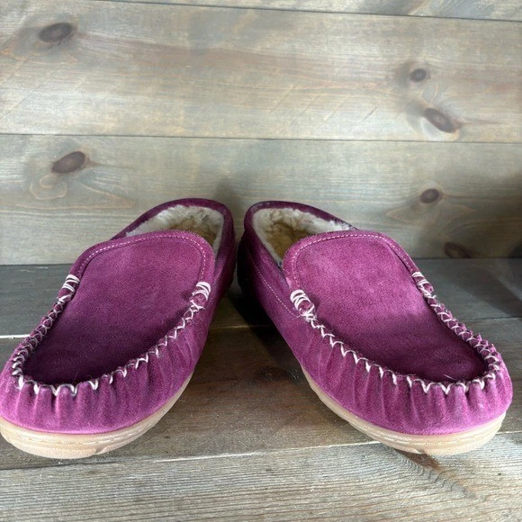 Ll Bean Wicked Good Mujer Talla 9 Zapatos Púrpura Gamuza Piel de Oveja Zapatillas Foto 3 de 4