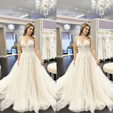 Elegant Wedding Dresses Sweetheart A Line Lace Appliques Beach Bridal Gowns