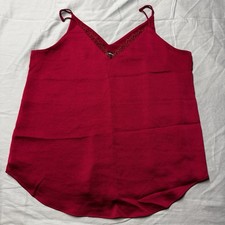 Express Women s Medium Lace Trim Camisole Spaghetti Straps Lined Red Raspberry