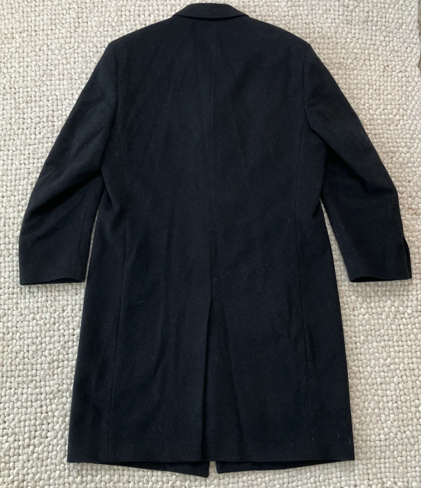 Jos A Bank Mens 40R Wool Overcoat Topcoat Trench Jacket Business Black 3 Button - Image 2 of 4