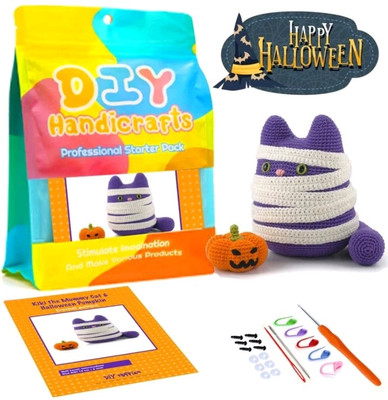 Halloween Crochet Kit Beginners Cat & Halloween Pumpkin Crochet Kit Step-By-Step