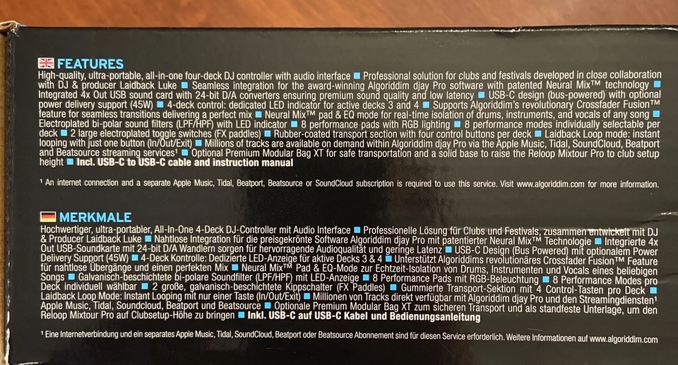 Reloop MIXTOUR PRO Portable 4-Deck DJ Controller W/Audio Interface NEW In Box - Image 3 of 4