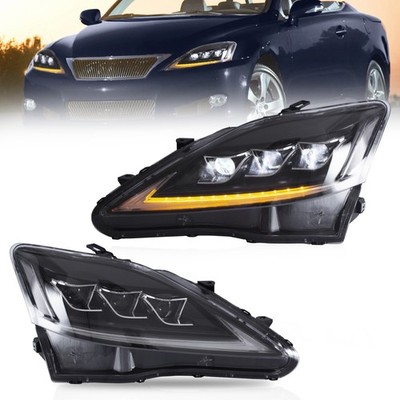 Pair VLAND LED DRL Projector Headlights For 2006-2013 Lexus IS 250 w/Sequential