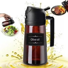 16oz Olive Oil Dispenser Glass Bottle 2 in 1 Sprayer Pourer for Kitchen Cooking