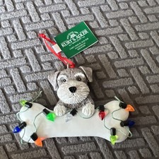 Kurt Adler Schnauzer Puppy with Bone Personalizable Christmas Ornament