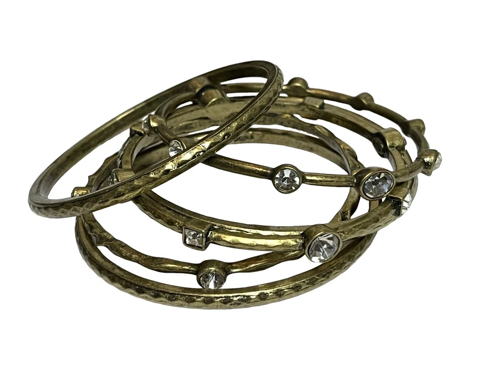 LOTE DE 5 Pulseras Brazalete Firmadas Graziano Tono Latón Cristal Estrás Diseñador Foto 2 de 4