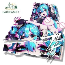 EARLFAMILY 5.1" Anime Girl Fanart Car Sticker Waifu Car Peeker Slap Sticker
