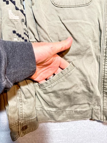 Maurices Jacket Women's Medium Olive Green 100% Cotton Geometric Embroidered - Picture 4 of 15