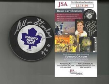 Allan Stanley Signed Toronto Maple Leafs Ravens Athletic Puck JSA COA