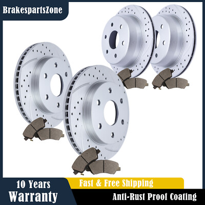Rear Brake Rotors & Premium Ceramic Pads Kit For Chevy Silverado 1500, GMC Yukon, Tahoe, Suburban (2014-2020)