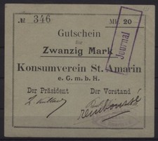 [18491] - NOTGELD ST. AMARIN (obecnie: Saint-Amarin), Konsumpverein St. Amarin eGmb