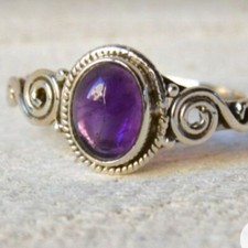 Amethyst Gemstone 925 Sterling Silver Handmade Ring Gift For Mother D-484