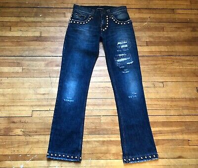 DOLCE&GABBANA RUNWAY RARE DISTRESSED STUDED WASHED DOUBLE DOLCE&GABBANA RUNWAY RARE DISTRESSED STUDED WASHED DOUBLE