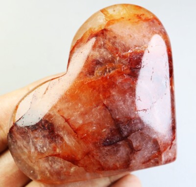 154g Natural RED FIRE QUARTZ Hematoid Quartz Crystal Reiki Heart