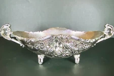 Ornate Silver-Plated Footed Serving Bowl Oval