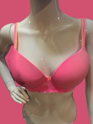  No Boundaries Intimates Push Up Bra, Lace Accent, Double Straps, Size 34DD