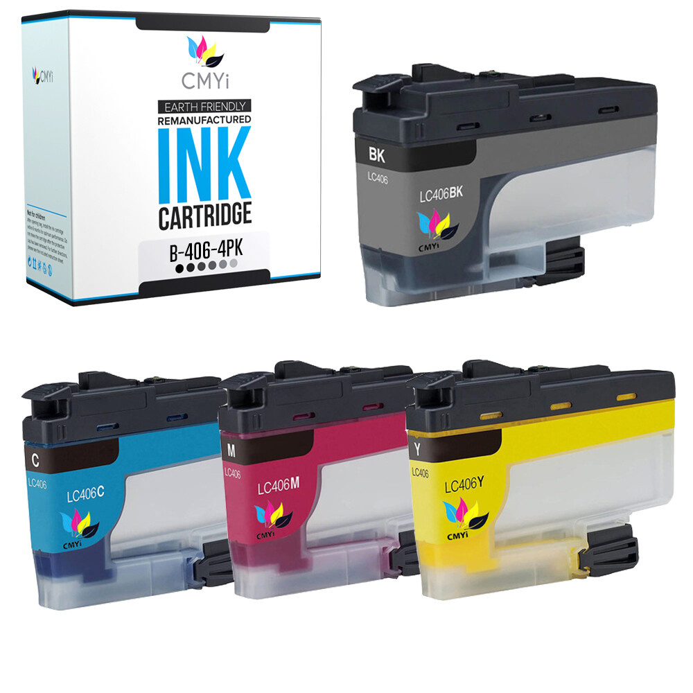 4-Pack Inkpro LC406 Compatible Ink Cartridges – For Brother MFC-J4335DW, J5955DW, J6555DW, J6955DW – Black, Cyan, Magenta, Yellow