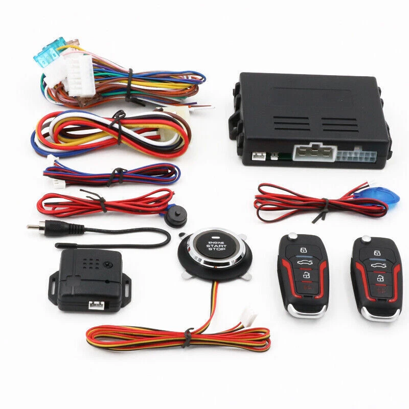 Car Keyless Entry Engine Start Stop Alarm System Push Button Remote Control Kit - Imagem 3 de 4
