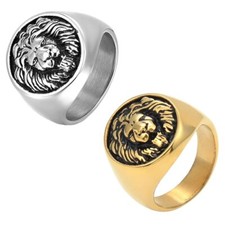 Vintage Lion's Head Stainless Steel Men's Domineering Lion King Rings Size 6-13