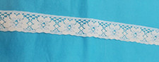 Lace 1960s off white raschel Floral large 5 yards x 1" lt shine edging insertion