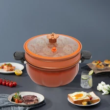 8L/2.11gal Pressure Cooker Pressure Cooking Pot Push-pull Lock with Steamer