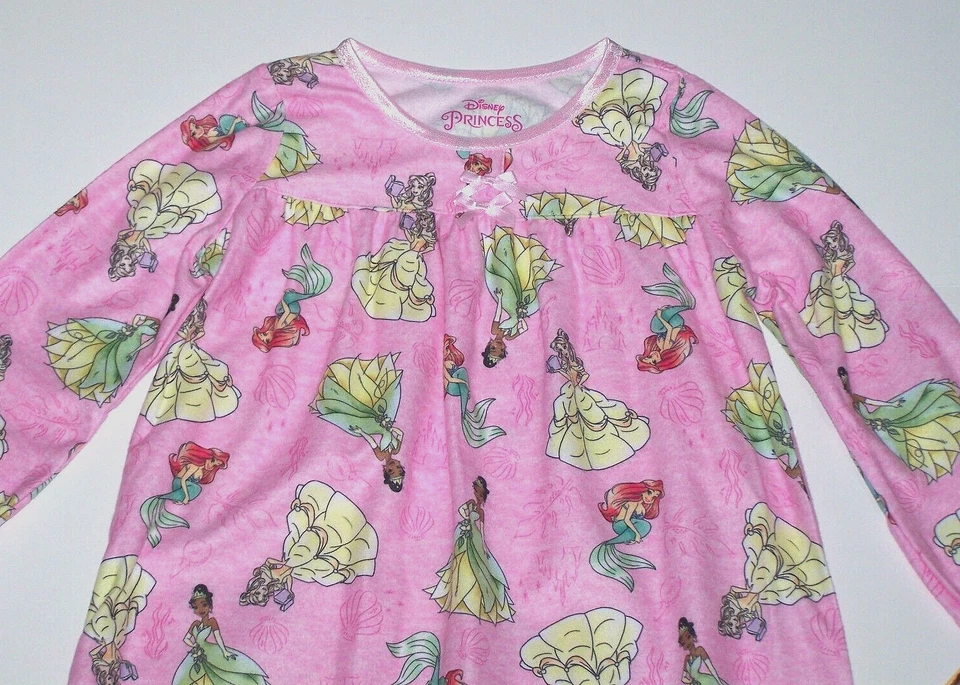 Disney Princesa Franela Abuela Camisón Pijama Ariel Belle Tiana Rosa Nuevo Niña Foto 2 de 4