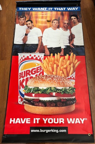 RARE LOT OF 2 Burger King Backstreet Boys BSB CD Advertisement Banner 70" x 36" - Picture 3 of 9