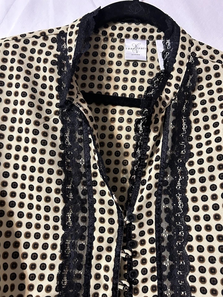 Emma James Art-to-Wear Lace Geometric Blouse Top Shirt Plus Size 18W (S72) - Image 4 of 4