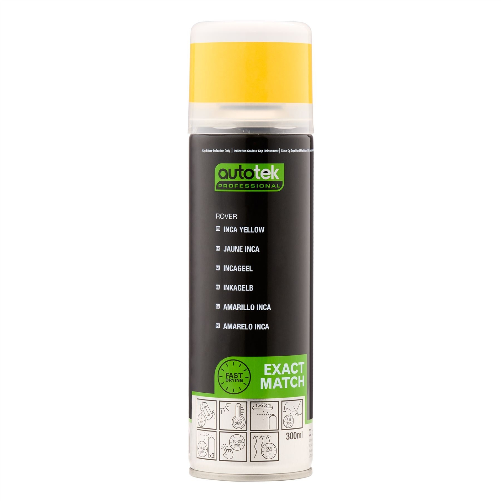 Autotek Exact Match Fast Drying Aerosol Spray Paint Rover Inca Yellow 300ml