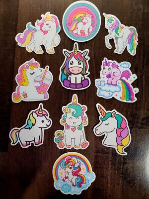 STICKERS x 10 Unicorns Journal Laptop Large Unicorn Vinyl Stickers UN1