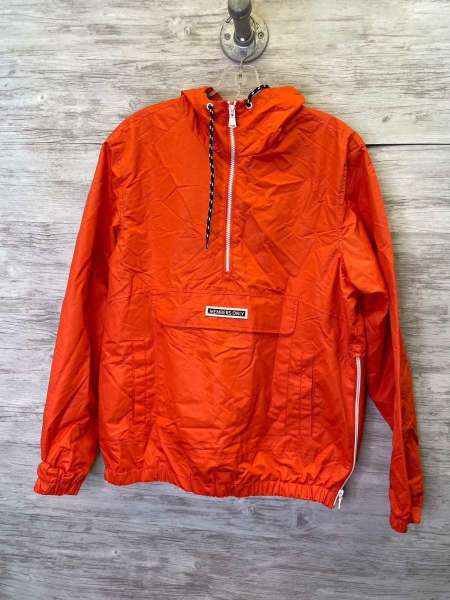 Members Only Jacket Mens S Orange Half Zip Pullover Hooded Members Only Jacket Mens S Orange Half Zip Pullover Hooded