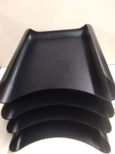 RARE  Set of 4 TENEX Desk Filing Trays Organizer BLACK Modernist USA A4