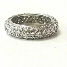 2.33cts Platinum 3 Row Micro Pave Diamond Eternity Wedding Band Ring 5.1mm Wide