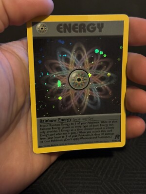 Pokemon Rainbow Energy Team Rocket Holo Rare 17/82 Double Holo Swirl WOTC  2000