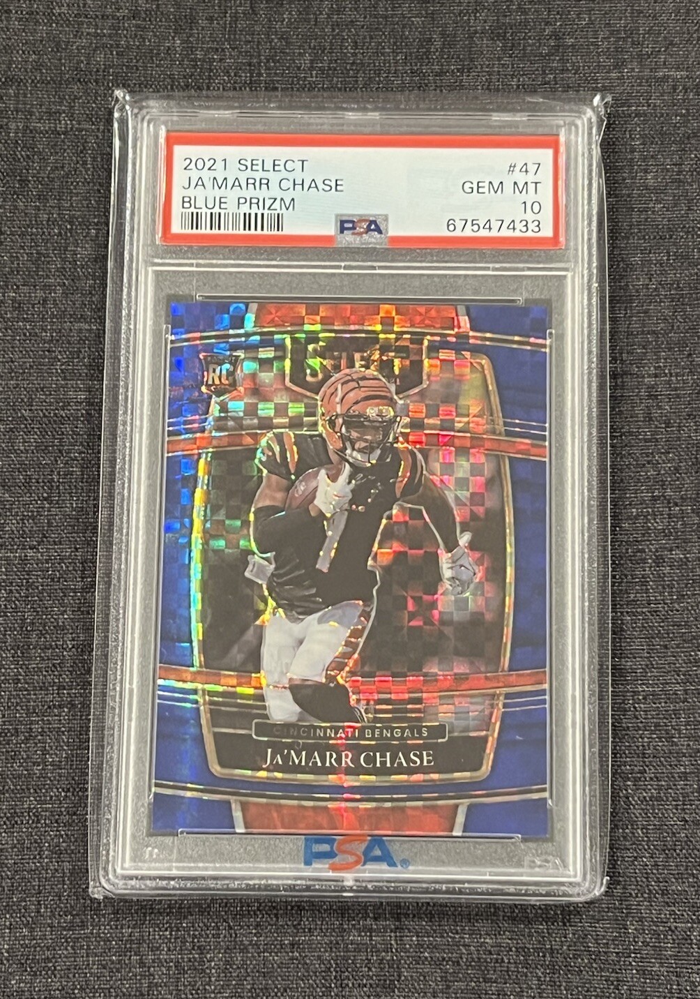 2021 Panini Select NFL #47 Blue Prizm /199 Ja'Marr Chase RC CIN Rookie PSA 10