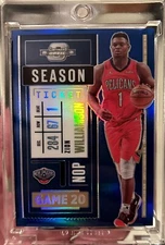2020 Optic Zion Williamson Season Ticket Blue /99 Prizm Pelicans #58 Nice 💎🔥