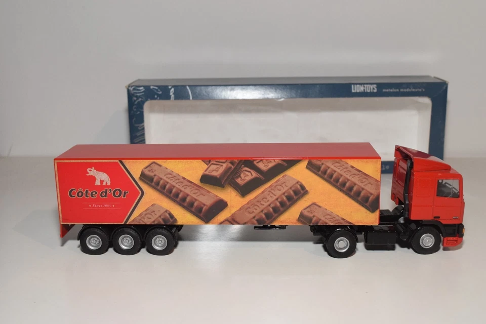 A58 1:50 LION CAR LION TOYS DAF 95 COTE D'OR TRUCK WITH 3 AXEL TRAILER MIB - Image 4 of 4