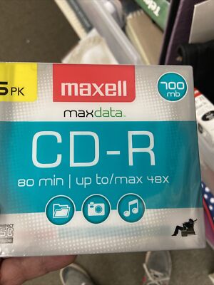 Maxell 5pk Blank Audio Data Recordable CD-R 80min 700MB Maxdata UNOPENED 