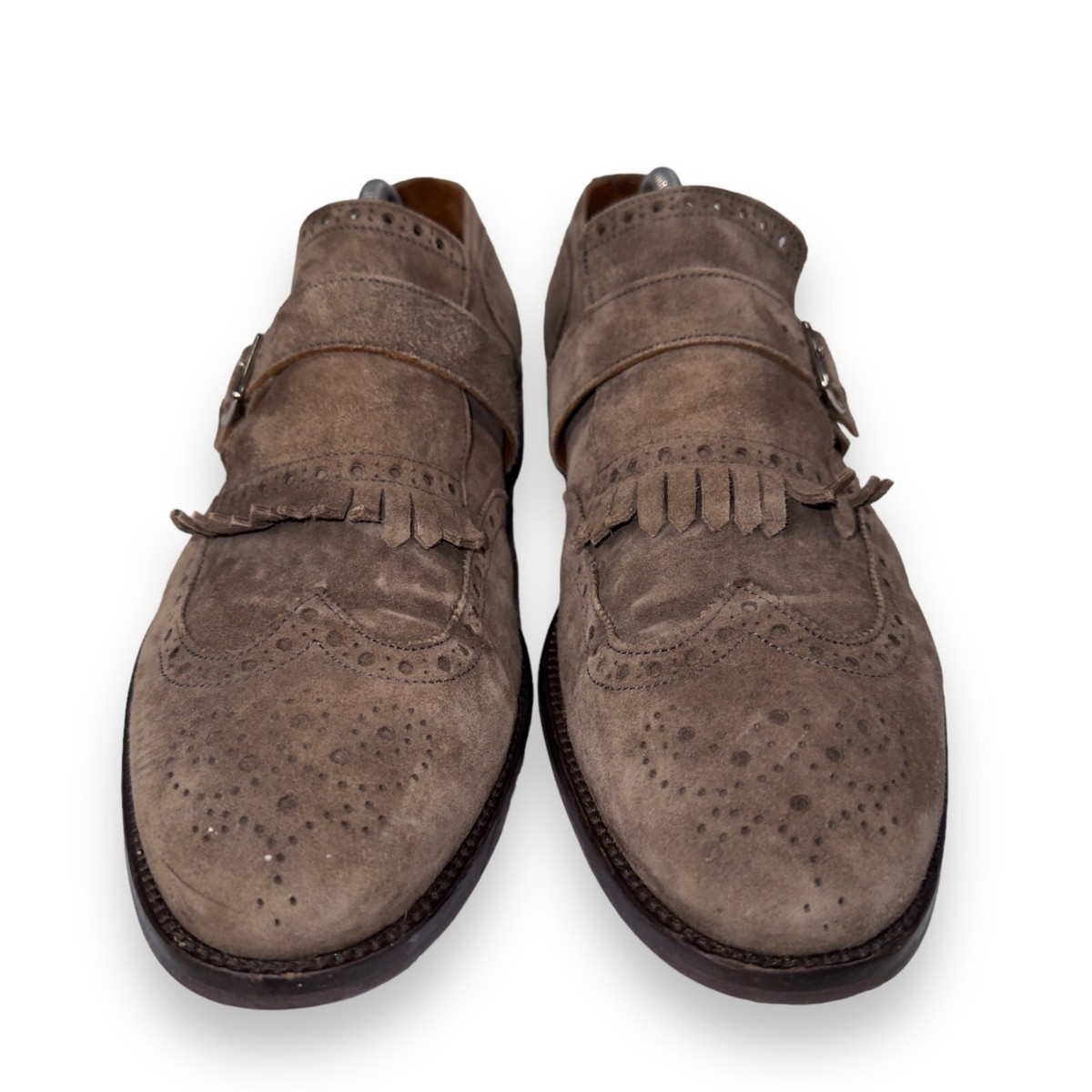 Lottusse Plomo Suede Monk Strap Kiltie Wingtip Loafers Brown L7128‎ Men\'s 9.5 Wingtip Brogue Kiltie Monk Strap Shoes- Brown - Lethato main image 4