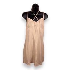 NWT XS CIDER BEIGE TEXTURED DRESS NEUTRAL BOHO BOHEMIAN STRETCH STRAPPY