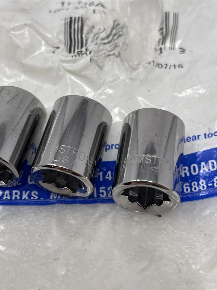 Lot Of (14) Armstrong 1/2” Chrome Sockets, 3/8” Drive, 12 Point, USA, New - Image 4 of 4