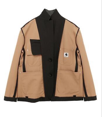 Sacai Carhartt WIP Bonding Jacket Size 3 Black Beige Used 3x Sacai Carhartt WIP Bonding Jacket Size 3 Black Beige Used 3x