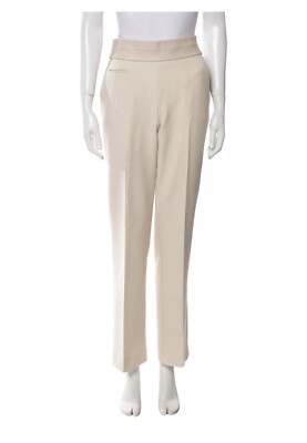 HALSTON Heritage 6 Cream Pants w Lamb Leather Waist