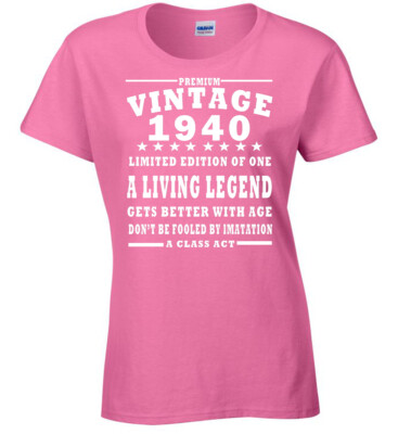 Jahrgang 1940 Geburtstag Damen T-Shirt Party Wechsel Jahr Weihnachten jedes Jahr 80.