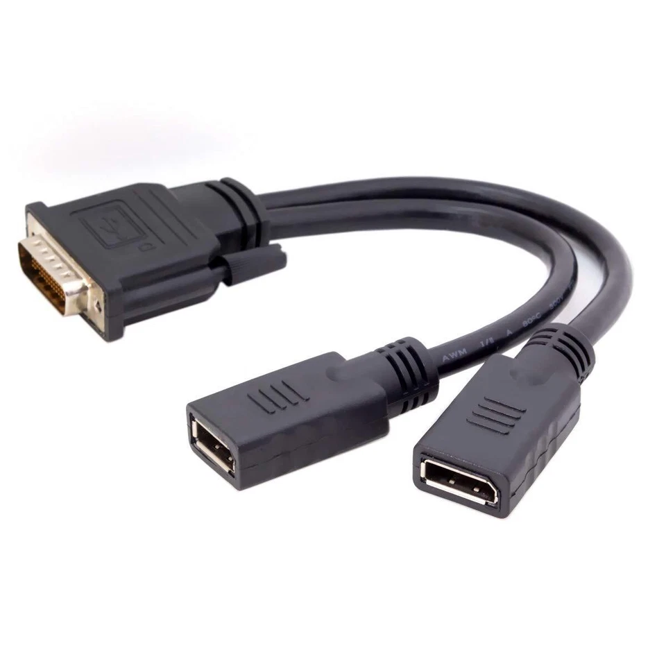 DMS-59Pin Male to Dual DP Displayport Female Splitter Extension Cable for PC ... - Image 3 of 4