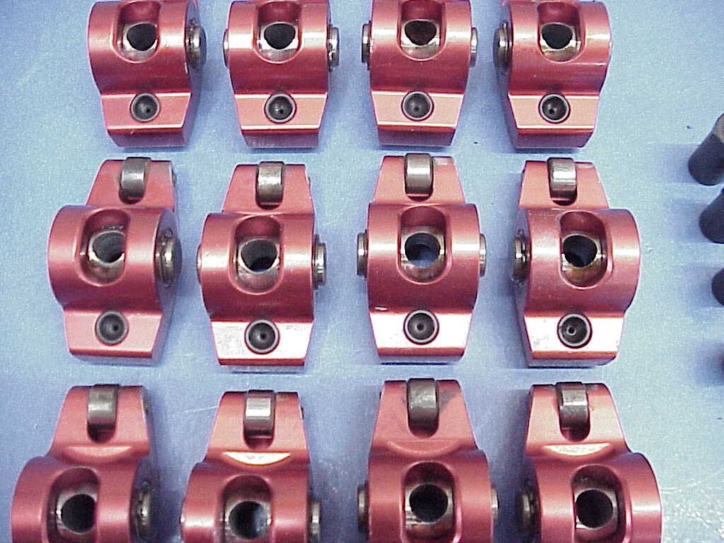 16 Red Aluminum 1.5 Ratio Roller Rockers for Small BLOCK Chevy